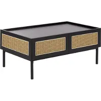 Beliani Table Basse Cullen Bois D'ingénierie Rotin Noir