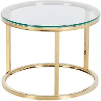 Beliani Lot de 2 tables d'appoint Cadre doré en acier inoxydable Table ronde en verre trempé Glamour