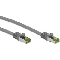 Goobay 61121 Câble patch RJ45 avec câble brut CAT 8.1 S/FTP, gris, 15 m - conducteur en cuivre, gaine de câble sans halogène LSZH, connecteur RJ45 (CAT 6A)