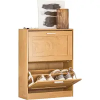 SoBuy FSR137-N Cabinet d'entrée - Bois composite avec 2 volets et design étroit
