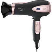 Adler Sèche-cheveux AD 2248b, 2200W, fonction ionisante, 3 réglages de température, 2 réglages de vitesse, concentrateur, diffuseur, couleur noire