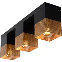 Lucide Lampe de plafond à design Renate 3 noir clair avec or