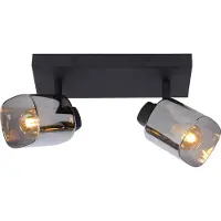 Lucide Lampe de plafond Alion Noir à deux lumières avec verre fumé