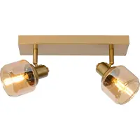Lucide Spot de plafond BJORN, doré et nuances dorées, 2xE14x40W, verre, dimensions : 15x30x15 cm, IP20,