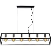 Lucide Suspension de style loft pour table, noire, FABIAN 6xE27 40W,