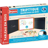 Jeujura Tableau multifonctionnel à trois feuilles en bois 156x43 cm avec accessoires, coloré