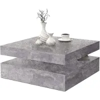 Bigbuy Table d'appoint grise claire élégante (78 x 78 x 35,4 cm)