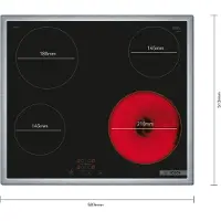 Bosch PKE645BA2E Séria 4 Samostatná sklokeramická varná doska, írka 60 cm, povrchová montá s rámom, detský zámok, Touch Select, ierna