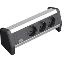 Bachmann DESK 1 - Bâti de prises - CA 230 V - entrée, entrée GST18 - raccords de sortie : 3 - Allemagne - noir, aluminium anodisé (902.0048)