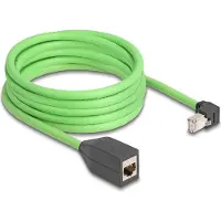 DeLOCK - Câble d'extension patch - RJ-45 (M) coudé vers le bas à RJ-45 (F) droit - 5,0m - 6,8 mm - SF/UTP - CAT 6a - vert (80888)