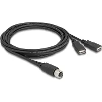 DeLOCK Câble M12 A-codée 8 broches mâle vers 2 x USB 2.0 Type-A fem