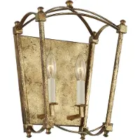 FEISS Applique murale Thayer, finition or antique, 2xE14x40W, métal, dimensions : 36,1 x 17,8 x 17,8 cm, IP20,
