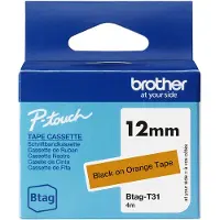 Brother BTAGT31 ruban Btag BTAGT31, 12 mm noir sur orange
