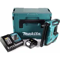 Makita DBN 500 RG1J Akku Stauchkopfnagler 15-50 mm 90° 18 V mit 1x 6,0 Ah Akku und Ladegerät im MakP