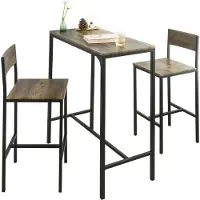 SoBuy OGT03-XL Ensemble de table de bar 3 pièces Table de salle à manger Meuble de bistrot Meuble de balcon