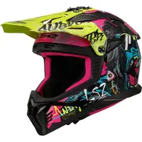 LS2 Helmets MX708 Fast II Gorilla Purple H-V Jaune Casque Cross Taille XL