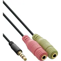 InLine Câble pour casque audio 3.5mm mâle 4 broches à 2x 3.5mm 1m