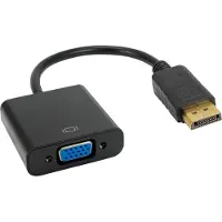 Akyga AK-AD-36, 0,15 m, VGA (D-Sub), DisplayPort, Femme, Homme, Droit (15 cm), Adaptateur données + vidéo, Noir