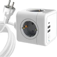 Microconnect Multiprise - - MC-CUBE015USBC - 4 Ports - 2 USB A - 1 USB-C - Câble 1,5m