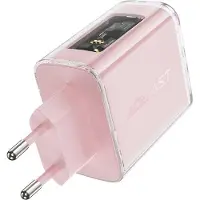 Acefast Gan 65W Chargeur 3 ports (1Xusb, 2Xusb C) Rose (A45)