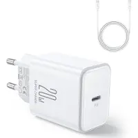JOYROOM JR-TCF06 Chargeur mural USB-C PD 20W + câble USB-C - Blanc - Chargeur rapide