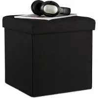 Relaxdays Tabouret pliant rangement lin