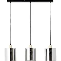 Brilliant Lampe à suspendre en verre fumé réglable en hauteur WEALD | 120 x 90 cm | 3 x E27 max. 40W | métal, verre, bois