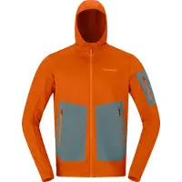 Norrøna - Polaire respirante de randonnée - Falketind Warm2 Stretch Hood M Gold Flame - Taille XL - Orange