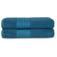 Good Morning Serviettes set of 2 "Uni" - Petrol - (70x140 cm) - Coton