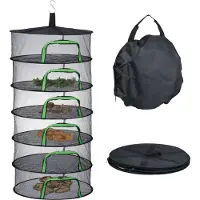 Relaxdays Filet de séchage pliable , filet de séchage à 6 couches, pour herbes aromatiques, fruits, légumes, séchoir à poisson à suspendre, en filet, noir