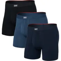 Saxx - Pack de 3 boxers respirants - Vibe Xtra Soft Comfort BB Fly 3pk Dark Denim/Navy/Black pour Homme - Taille S