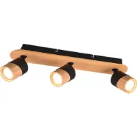 TRIO Spot TR 801100332 Aruni GU10 3x10W noir/ imitation bois