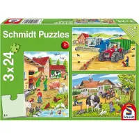 Schmidt 3 x 24 pièces Spiele Kinder Puzzle À la ferme 56216