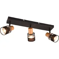 TRIO Spot en saillie 3 lumières Nandini noir avec du bois