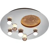TRIO Plafonnier LED ZODIAC 42 W, de 2 700 à 3 500 K, 5 100 lm, métal, nuances d'argent, dimensions : 10 x 50 x 50 cm, IP20,