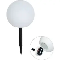 QAZQA Lampe d'extérieur blanche 25 cm avec LED IP44 solaire RGBW - Ludger