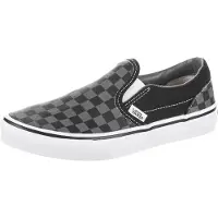 Vans Slip ons enfant UY Classic Slip-On (Checkerboard) Blk/Pewter filles - Noir - 29
