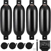 Vevor Pare-Battage 4PCs Défense Bateau Gonflable en PVC 16,5×58,4 cm avec Pompe Aiguilles à Air Cordes et Sac de Rangement Pare-Chocs pour Protéger Canoës Pontons Bateaux Ponté Bateaux de Pêche Quai