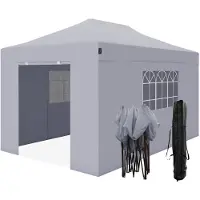 LifeGoods Tente de récepton - - Pavillon avec parois latérales - Étanche - 3 x 4,5 m - Gris foncé