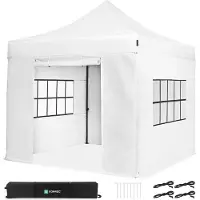 Vonroc Tente de fête Easy-Up - 3x3 m | Ensemble incl. parois latérales - Blanche