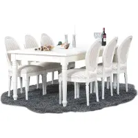 Ebuy24 Amaretta Ensemble de salle à manger 100x180/280, 2 extensions inclues, vieux blanc avec chaises rococo vieux blanc/beige.