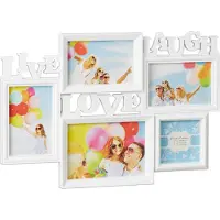 Relaxdays Cadre photos Live Love Laugh (10 x 10 cm, 10 x 15 cm, 18 x 13 cm)