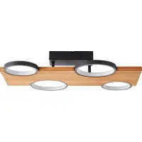 Brilliant Lampe Cheesy LED Plafonnier 55x35cm noir mat/bois Métal/bois brun 28 W LED intégrées