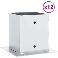 vidaXL Bases de poteau carrées 12pcs argent 101x101 mm acier galvanisé
