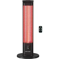BRASQ Chauffe-terrasse électrique sur pied - 2000 watts - 3 niveaux de chaleur - avec télécommande et minuterie - Chauffage infrarouge - résistant aux éclaboussures - chauffage pour l'intérieur et