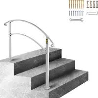 Vevor Main Courante Rampe d'Escalier Fer Forgé Garde-Corps Rambarde Escalier Hauteur Flexible 3 Marches