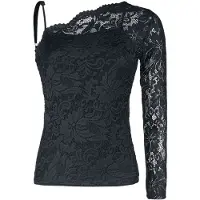 Black premium by emp T-shirt manches longues de - Haut Dentelle Une Épaule - S - XXL - pour Femme - noir - Taille XL