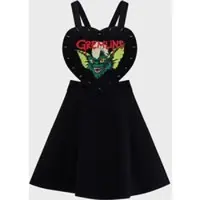Killstar Robe courte Gothic de - Gremlins - Robe Salopette Rayée - XS - L - pour Femme - noir - Taille XS