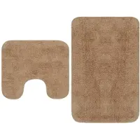 vidaXL Tapis de salle de bain 2 pcs Tissu Beige
