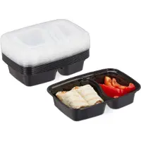 Relaxdays Boîtes Meal-Prep, Lunch box, Noir